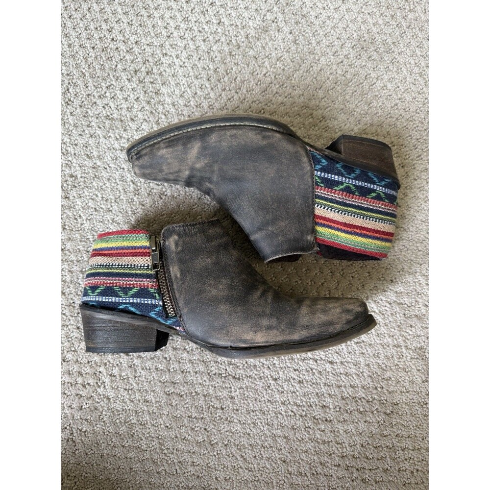 Roper Serape Heel Southwestern Cowboy Boots Western Booties Cowgirl Snip Toe - Picture 10 of 16